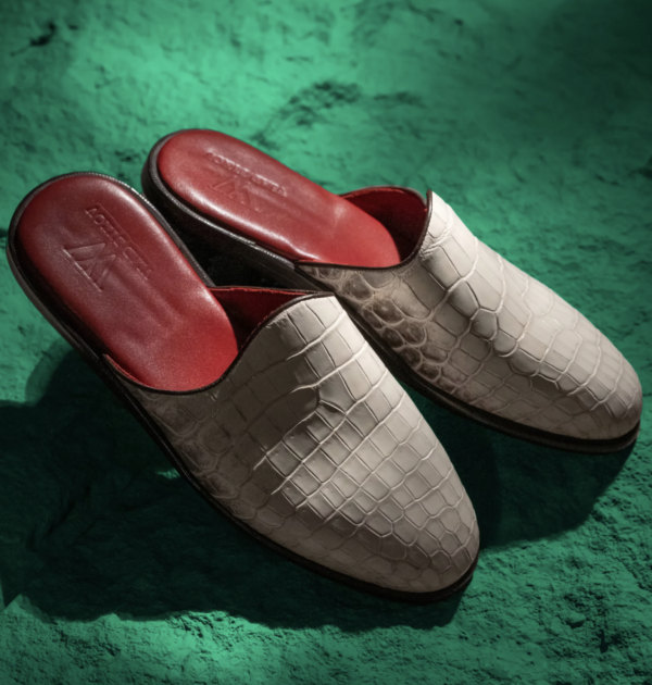 White Crocodile Skin Mules Low - Image 2